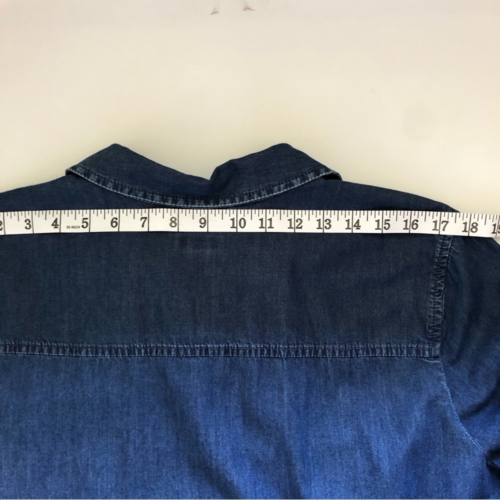 J. Jill Chambray Button Down Shirt Dress Long Sleeve Blue Size XL - Picture 10 of 11